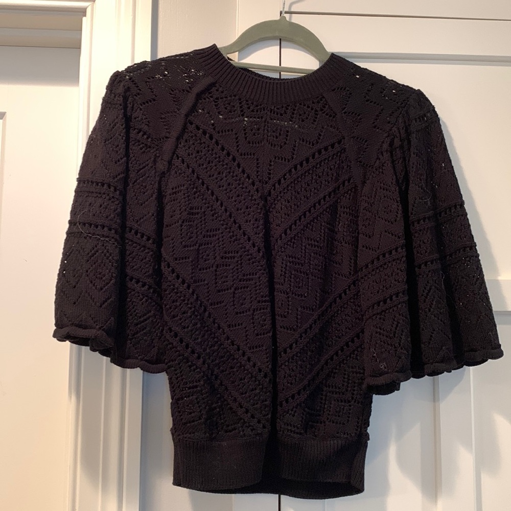 Crochet sweater with dolman sleeve